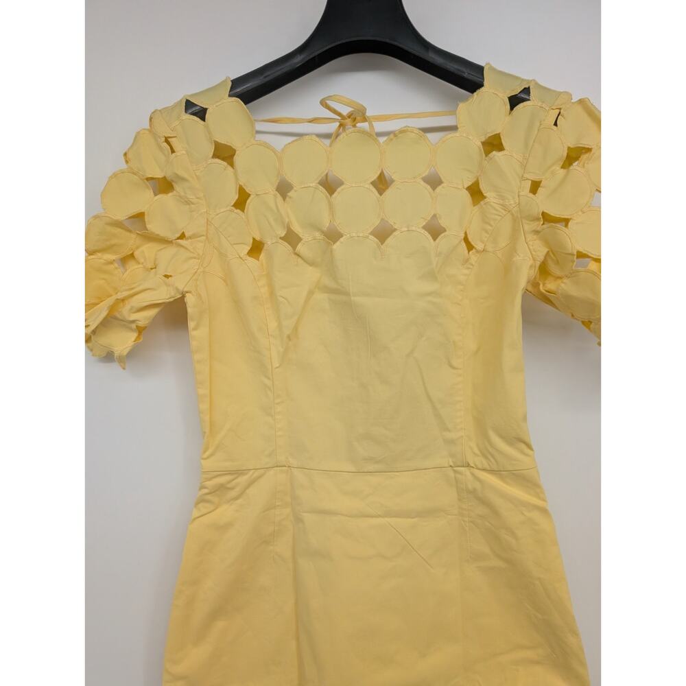 NWT By Anthropologie Cutwork Mini Shift Dress Size 4 Yellow #C3422 - Picture 3 of 8